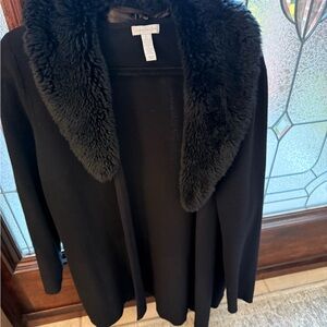 Charter Club Black Jacket with Faux Fur Trim